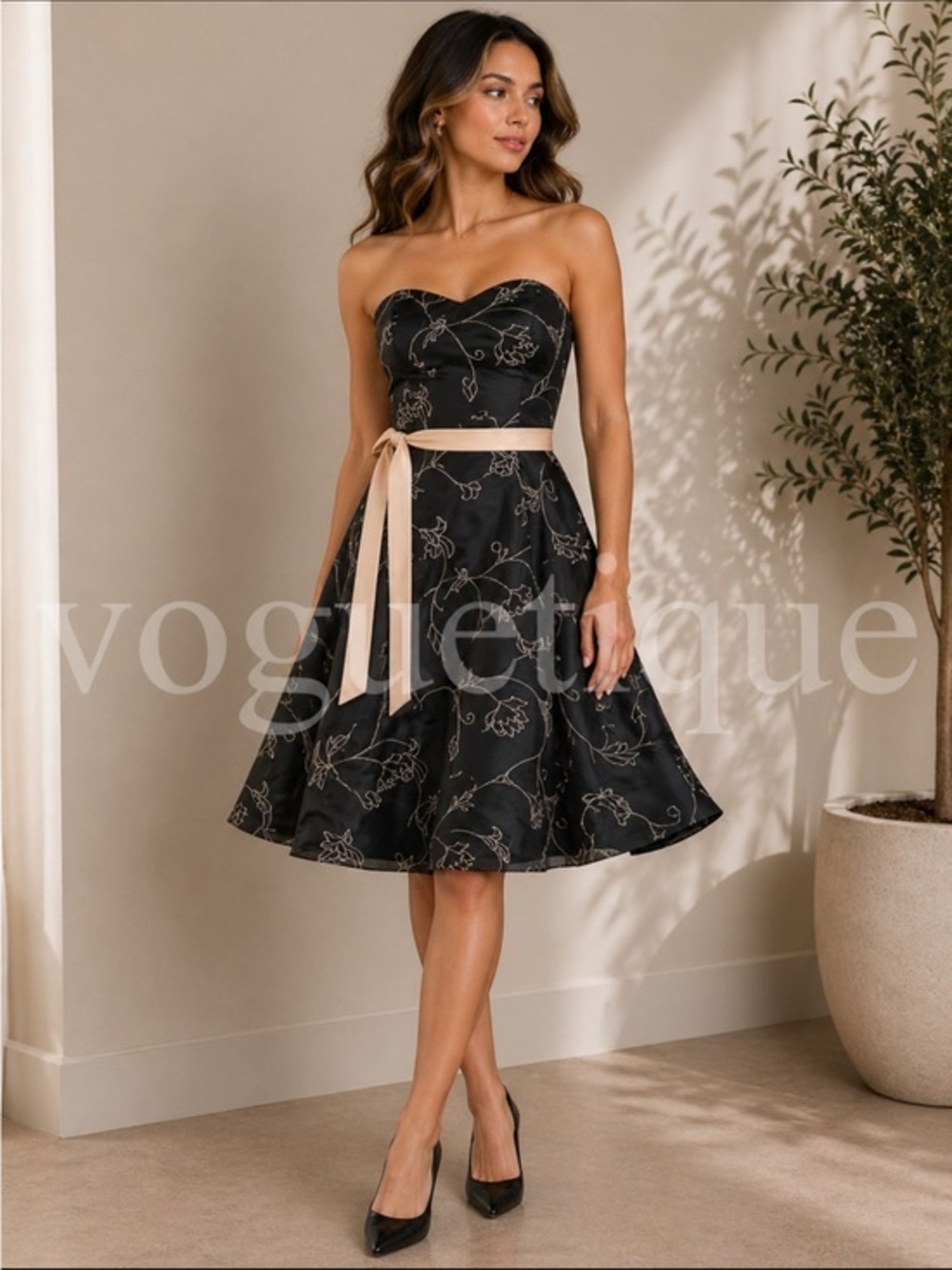White House black market satin stitched dress gown